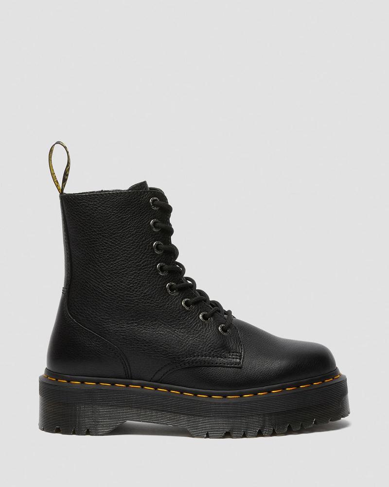 Botas Plataforma Dr Martens Jadon Pisa Cuero Mujer Negros | MX 538XYU